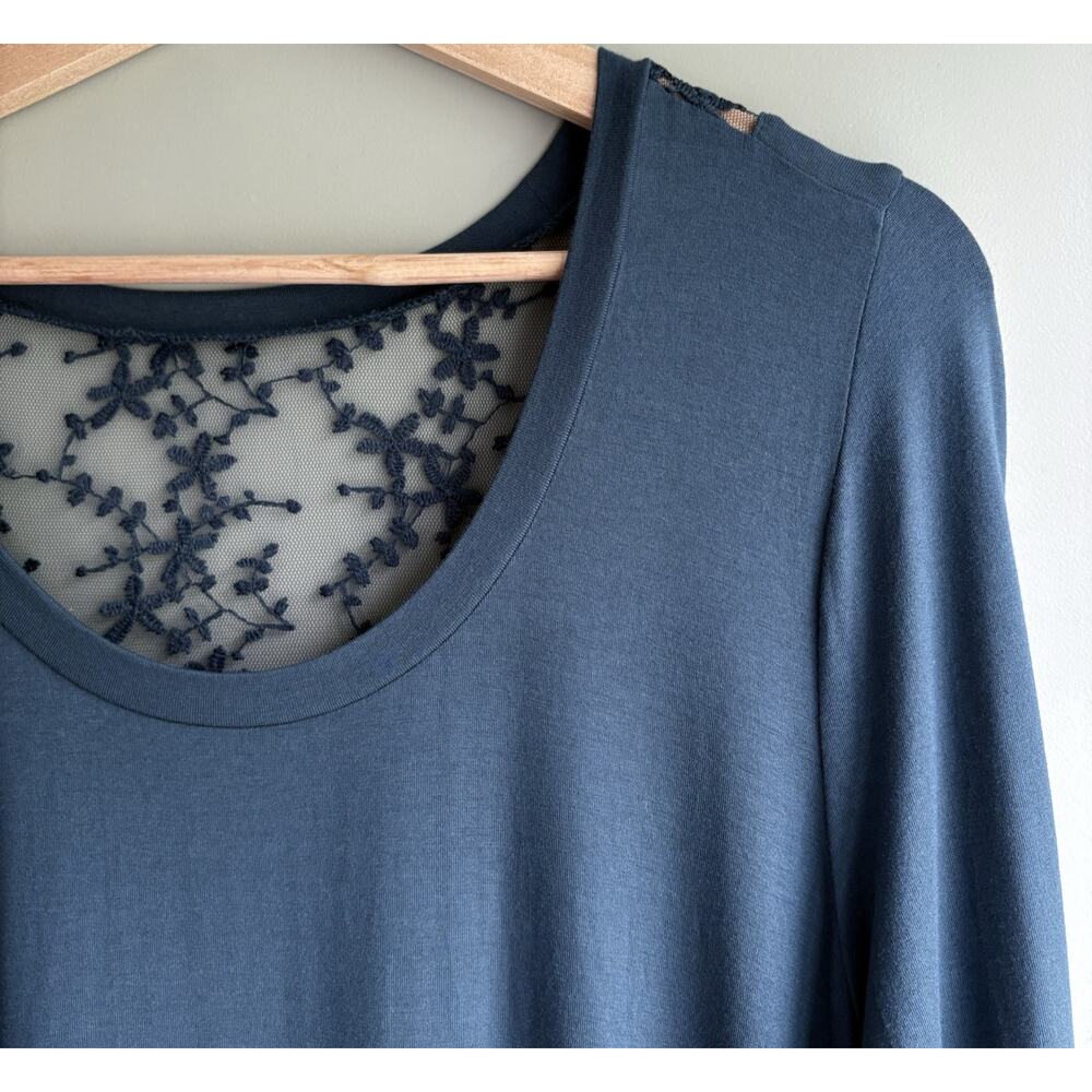 TORRID Super Soft Knit Tunic‎ Teal Floral Embroidered Mesh Lace NWT Plus Size 1X - Picture 9 of 12